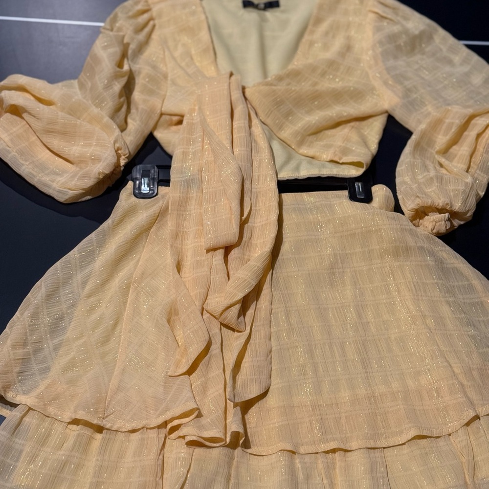 Elegant Yellow Wrap Dress